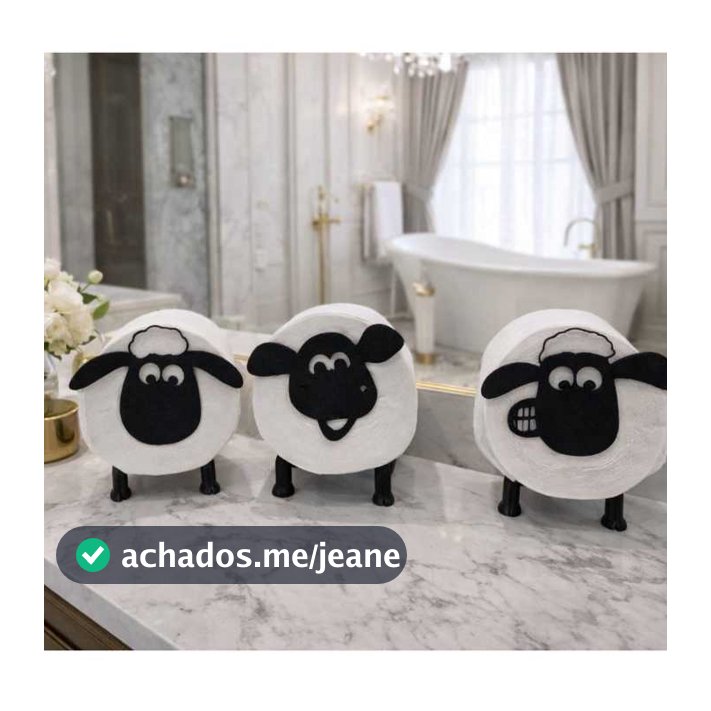 Suporte de Papel Higiênico Shaun Ovelha Carneiro Decoração de Banheiro