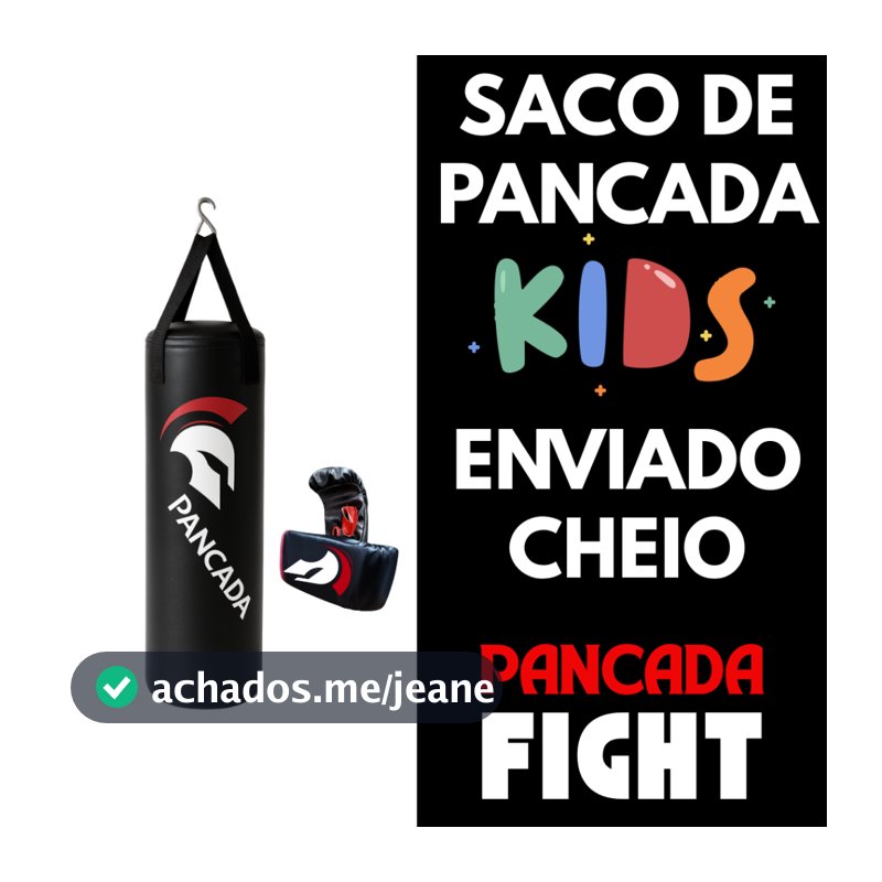 Kit Saco de Pancada Boxe Infantil Cheio + Luva Bate Saco