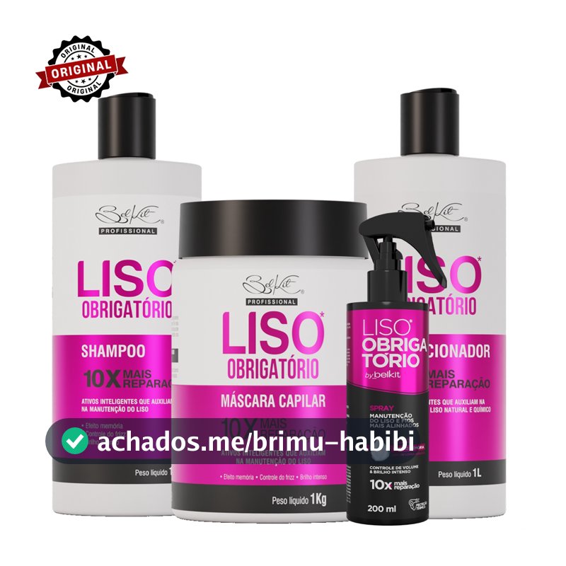Kit Profissional 3 Itens Capilar Liso Obrigatório 1L + Spray Liso Obrigatório