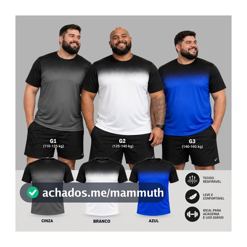 KIT3 Camisetas Camisas Plus G1-G2-G3 Dryfitness  Masculina  Respirável Leve Para Academia Treino Confortável