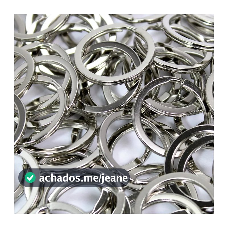 Kit até 100 Argolas 25mm para Chaveiros em Aço Níquel Alta Resistência