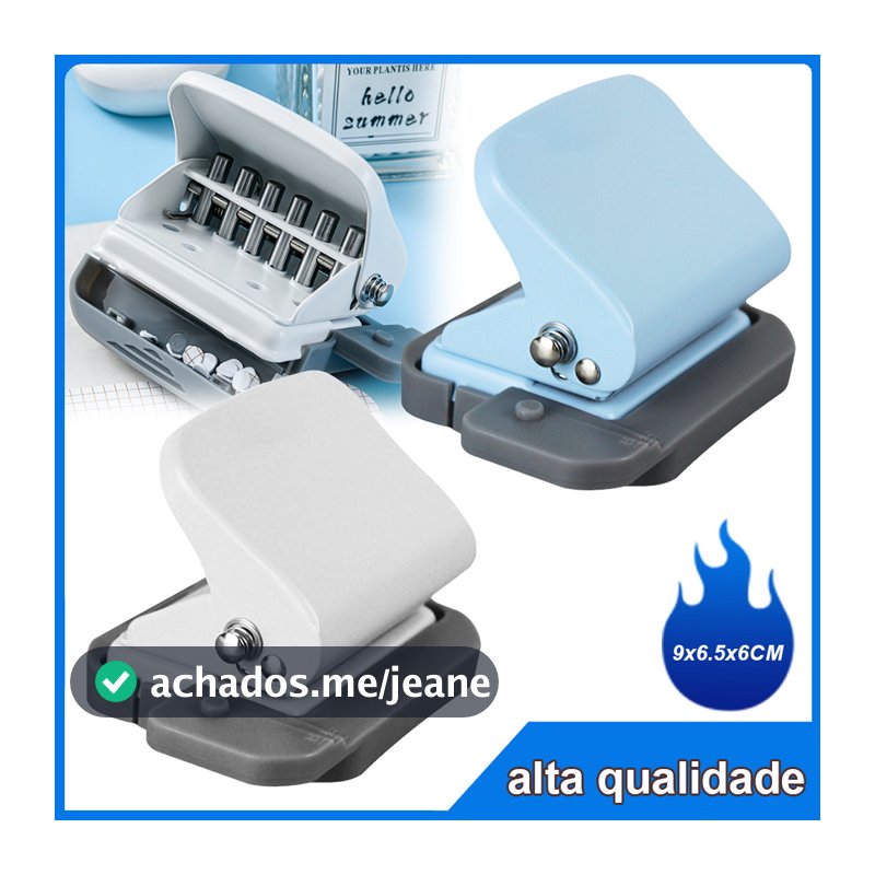 Furador 6 furos Manual para Papel Encadernação Artesanal A4/B5/A5