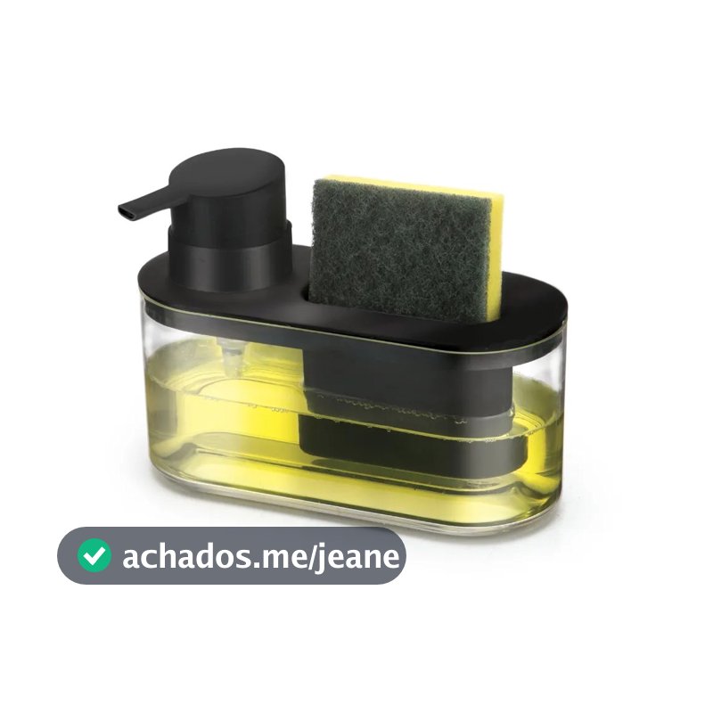 Dispenser Detergente Suporte Para Esponja Bucha 500ml Preto Porta Detergente De Pia Cozinha Arthi