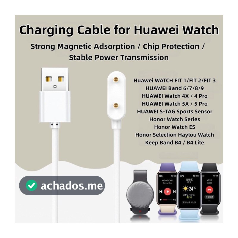 Cabo de Carregamento para Huawei Band 11 10 9 8 7 6, Honor Band, Huawei Watch 5X 5 Pro, Carregamento Rápido em 2,5H, Cor