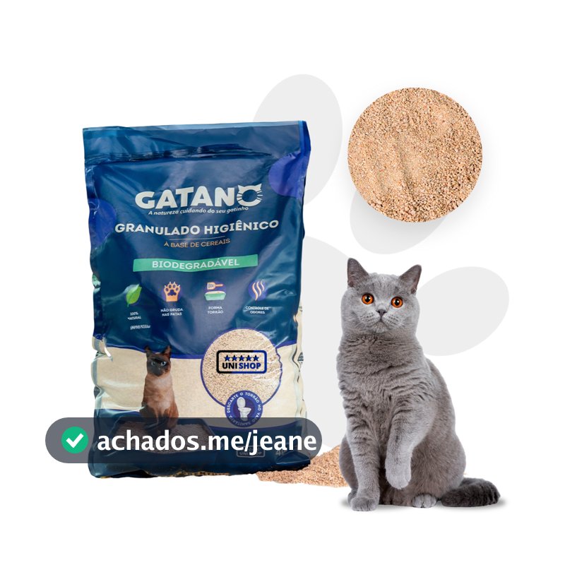 Areia a Base de Cereais e Mandioca Gato Gatos Biodegradável Ultraglutinante 100% Natural - Gatano