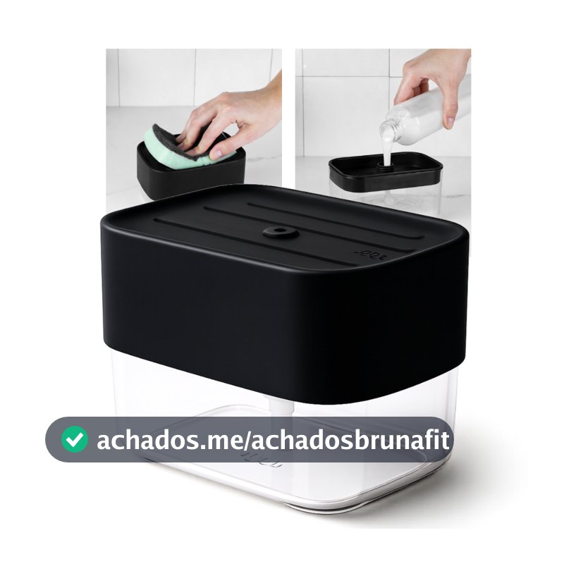 Dispenser de Detergente 500ml com Porta Esponja Trium OU – Organizador de Pia Cozinha Premium Antidesperdício