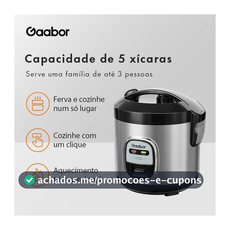 Gaabor Panela Elétrica de Arroz 2 em 1 1L com Cestinha de Vapor Cozinha Antiaderente  RC-20M01A