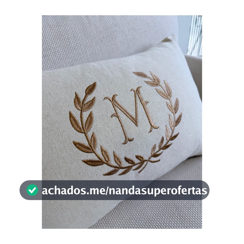 Almofada Personalizada Inicial Bordada Com Enchimento 50x30cm Baguete Cama Posta