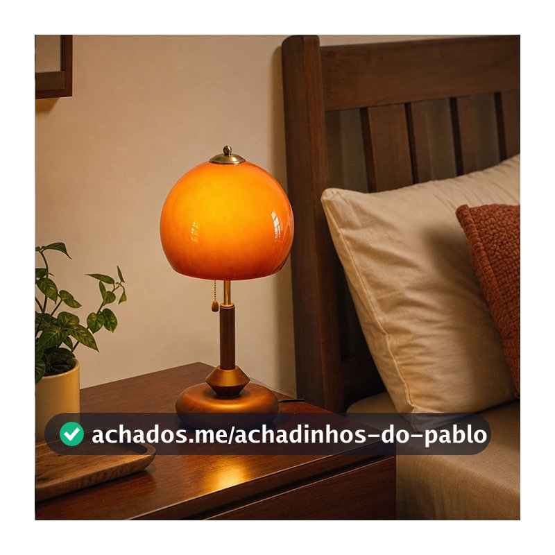 Retro Cogumelo Candeeiro De Mesa Vidro Com Interruptor Cabo Puxar Bauhaus Quarto Lâmpada Cabeceira Sala Estar Estudo Esc