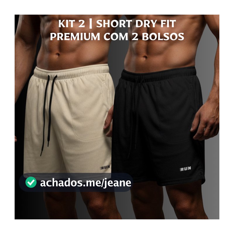 Kit 2 Bermudas Básica Dry Com Bolsos Masculina P ao G3 Plus Size RUN Esportiva Academia Cross Treino