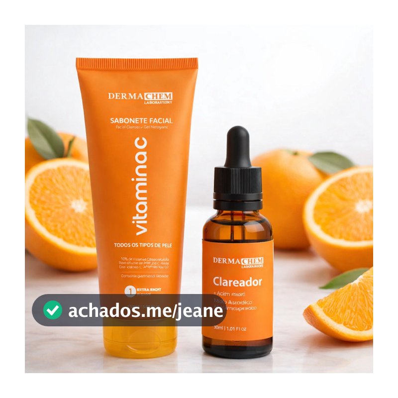 Kit Skincare Vitamina C: Sabonete Facial + Sérum Facial Uniformiza o Tom Para Todos os Tipos de Pele