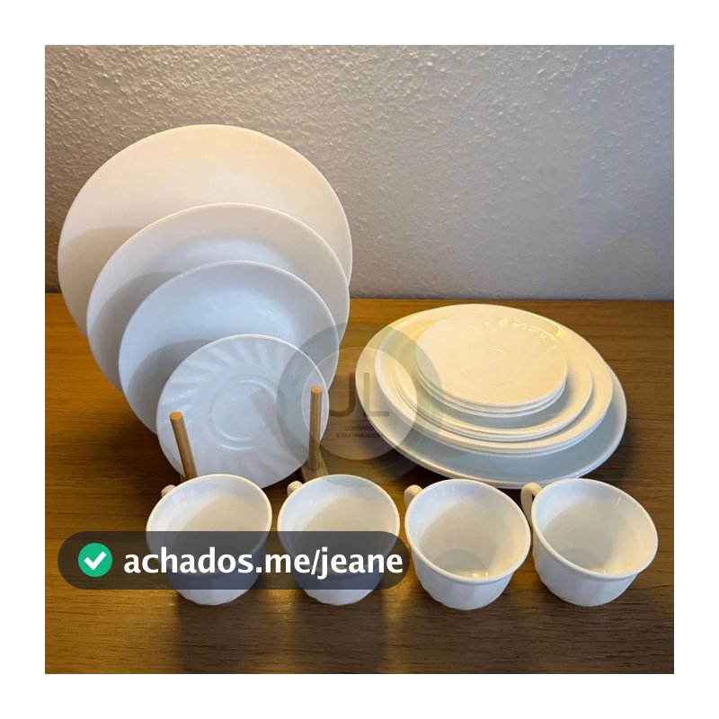 Aparelho de jantar 20 peças completo com xicaras em vidro opaline branco liso