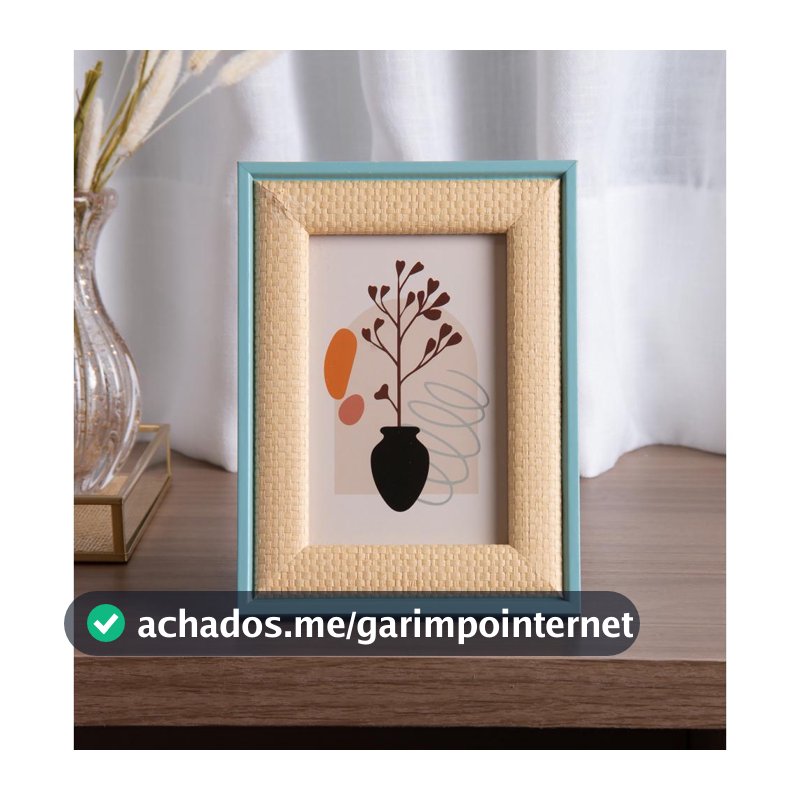 Porta-Retrato Trançado Rústico 10cm x 15cm Azul MDF