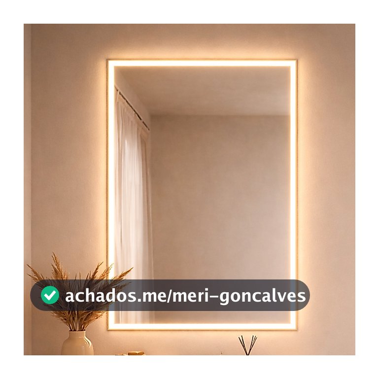 Espelho Retangular Jateado com LED 3 Cores Botão Touch Várias Medidas Luxo Decorativo Banheiro