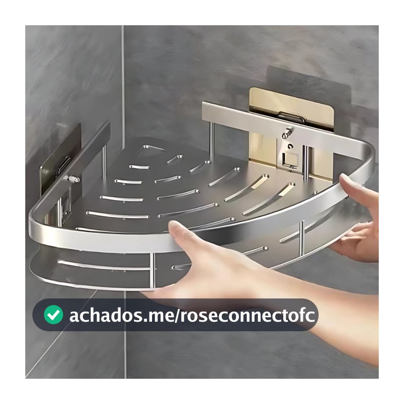 KIT 2 PRATELEIRAS PARA BANHEIRO CROMADO SUPORTE PARA SHAMPOO TRIANGULAR PRATEADO ALUMINIO DE CANTO