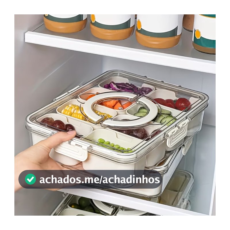 Pote Acrílico Luxo Multiuso Com 4 Ou 8 Divisórias Para Frutas Legumes Carnes E Ovos Transparente