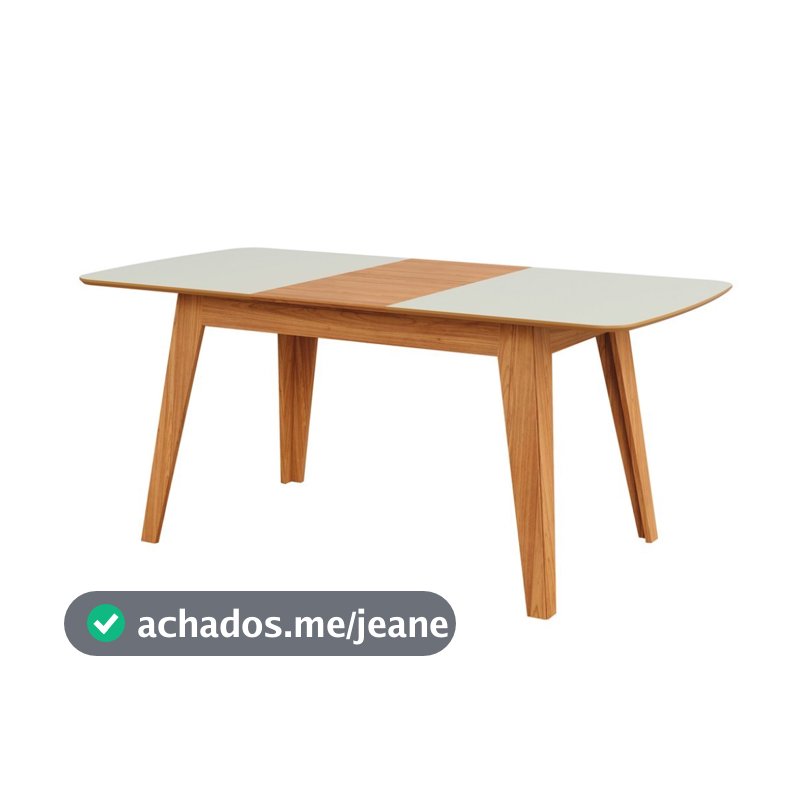 Mesa de Jantar Extensível 6 Lugares Lisboa Off White/Freijó - Dalla Costa