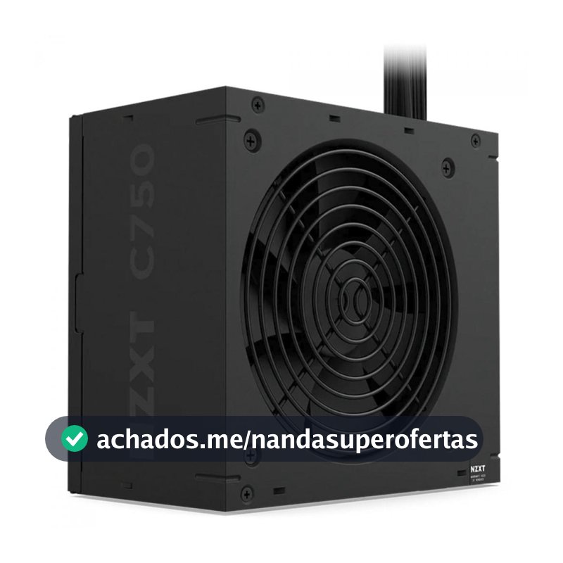 Fonte NZXT C750 Bronze, 750W, 80 Plus Bronze, PFC Ativo, ATX 3.1, Preto, PA-7B3BB-US