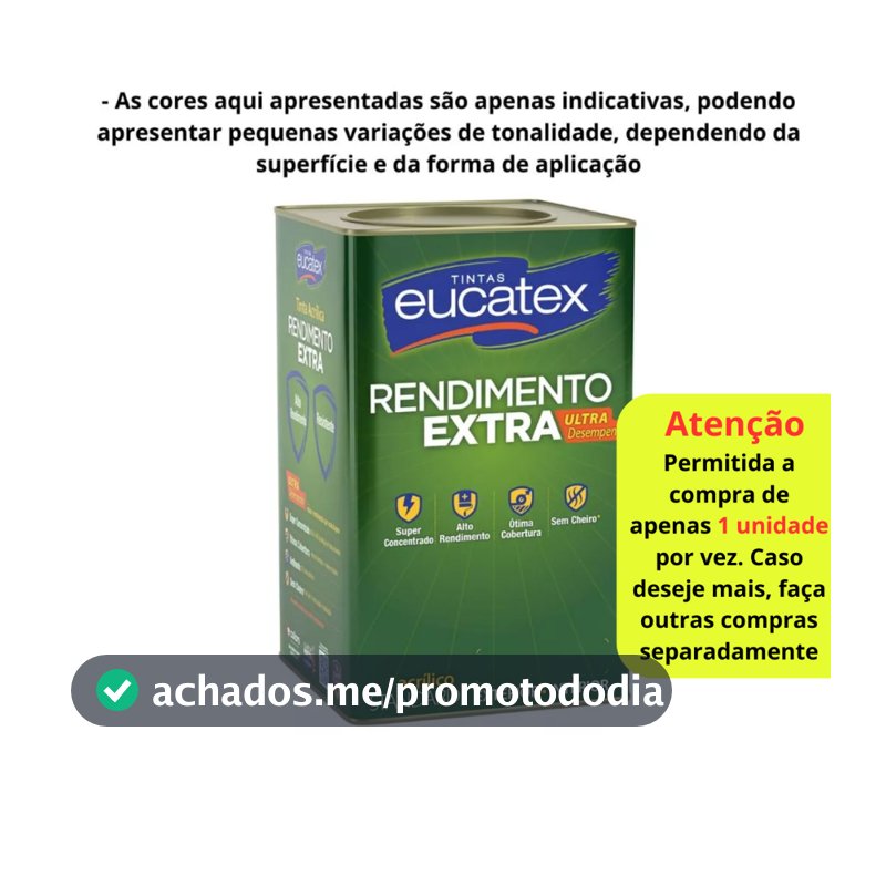 Tinta Exterior Eucatex Rendimento Extra Acrílica 18l Cores