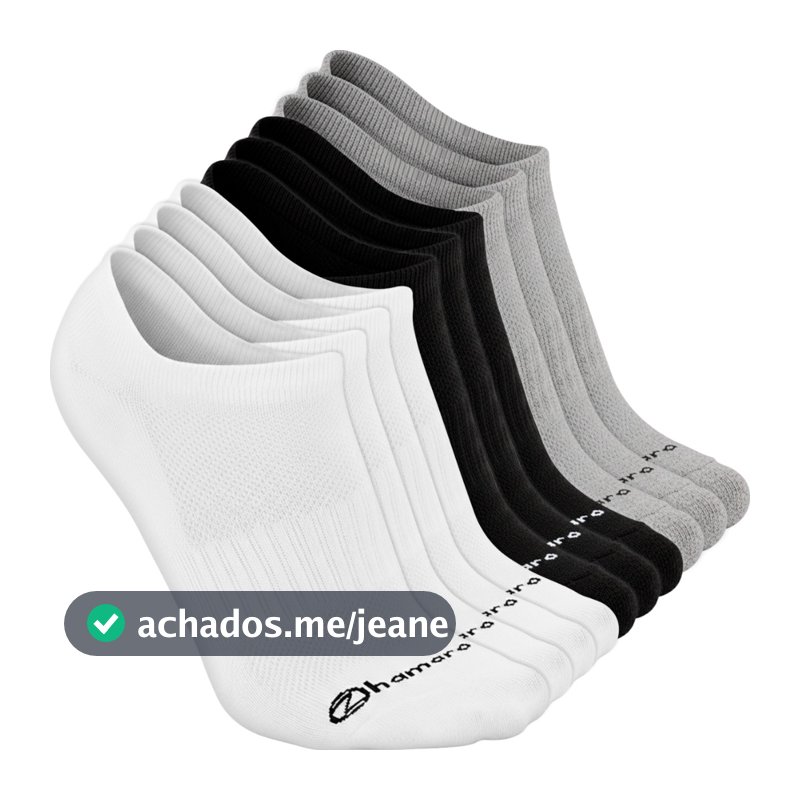 Kit 10 Pares Meias Zhamaro Algodão Sapatilha Invisível Masculina Feminina Meia Cano Curto Soquete