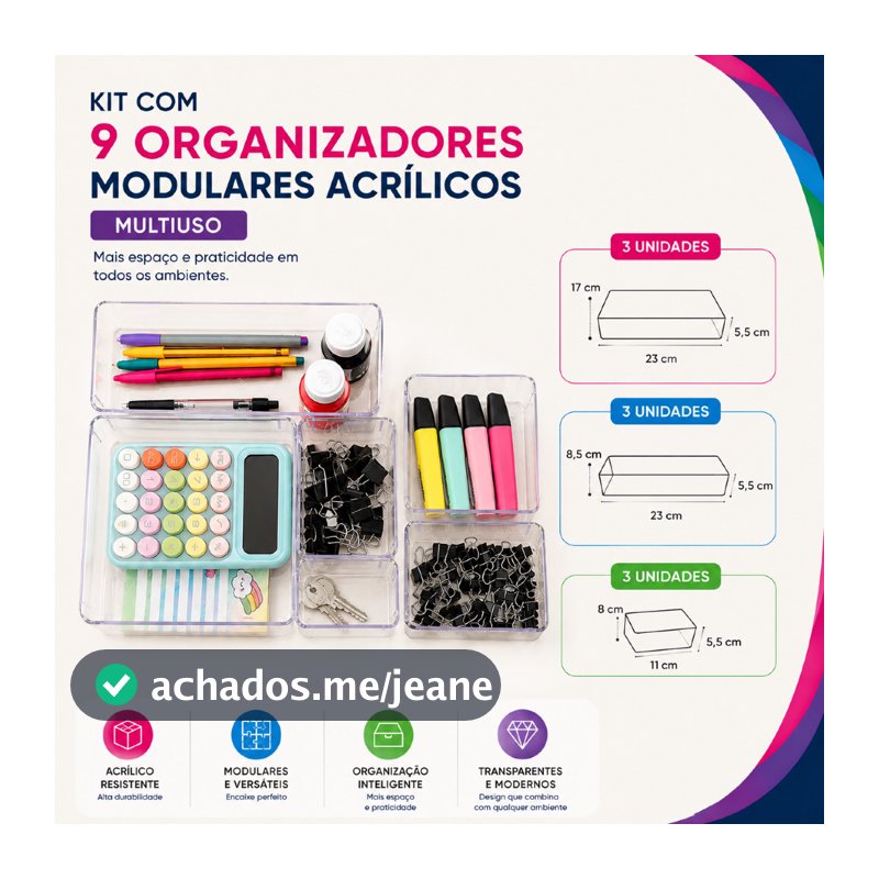 9 organizadores modulares acrílicos multiuso ORGANIZADOR