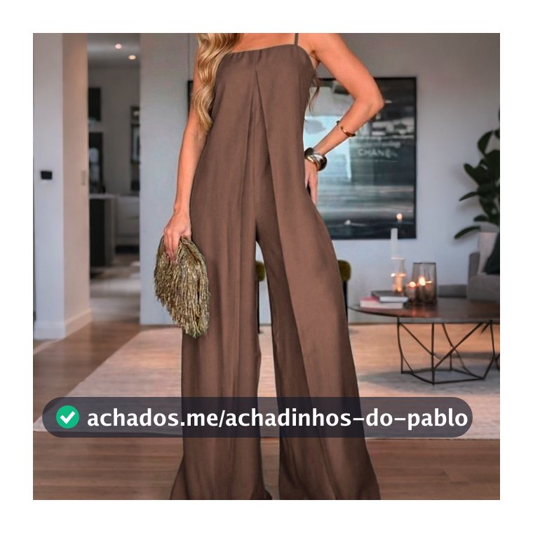 Macacão Feminino com fenda, longo e solto, super elegante