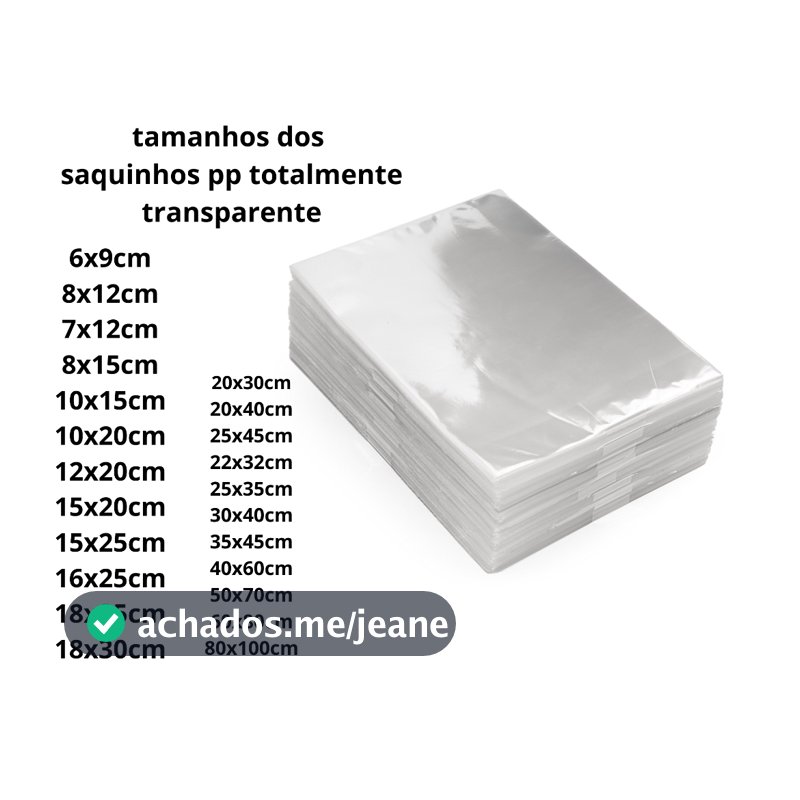 kit 100/50pçs saco cristal plástico poli transparente pp tipo celofane varias medidas bopp