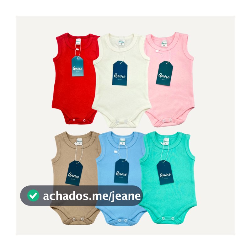 Roupa Bebê Body Regata Amore 100% Algodão