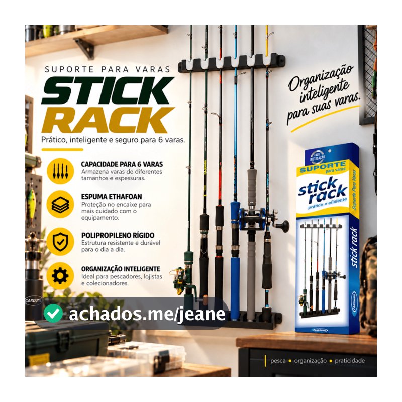 Suporte Parede 6 Varas Stick Rack Molinete Carretilha