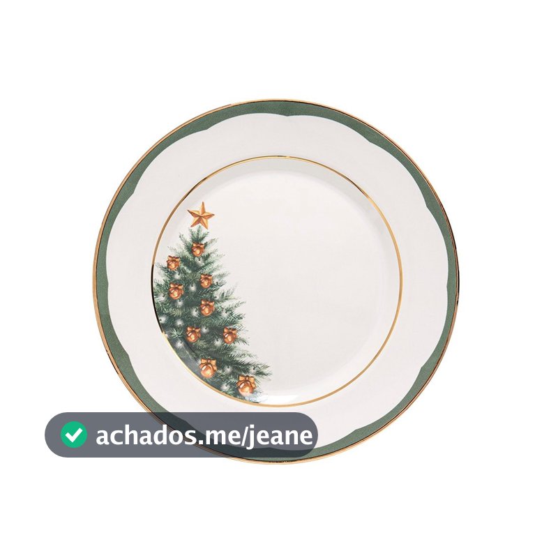 Prato Raso Copa e Cia Aquarelle em Cerâmica Filetado Árvore de Natal