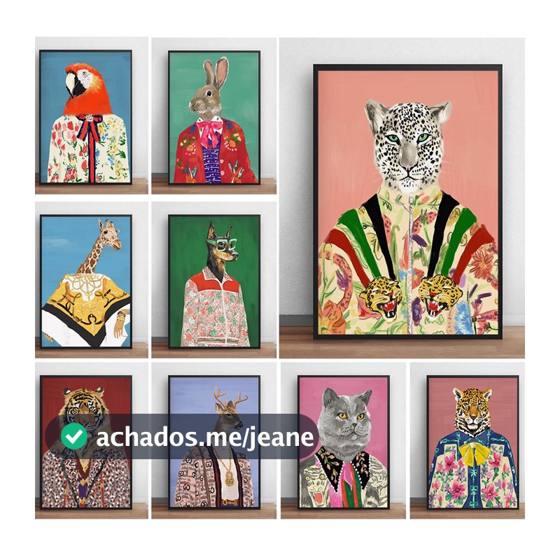 Quadro Marca de luxo Animais Moda Retrato Leopard Tiger Nordic Wall Art Imagem para Sala