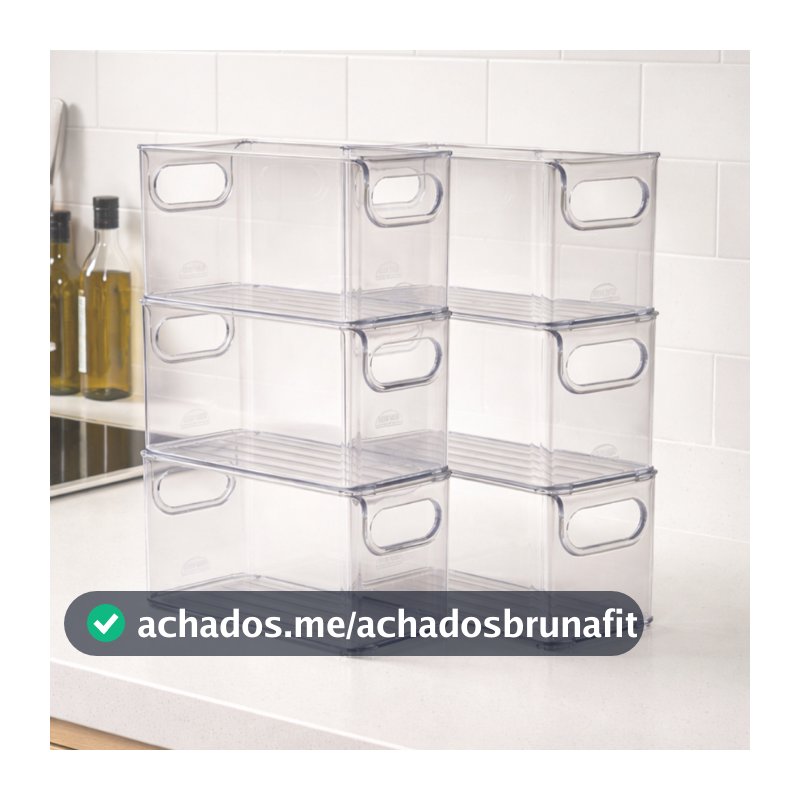 Kit 6 Organizador de Armário Cozinha Geladeira Despensa Banheiro Multiuso Transparente Empilhável