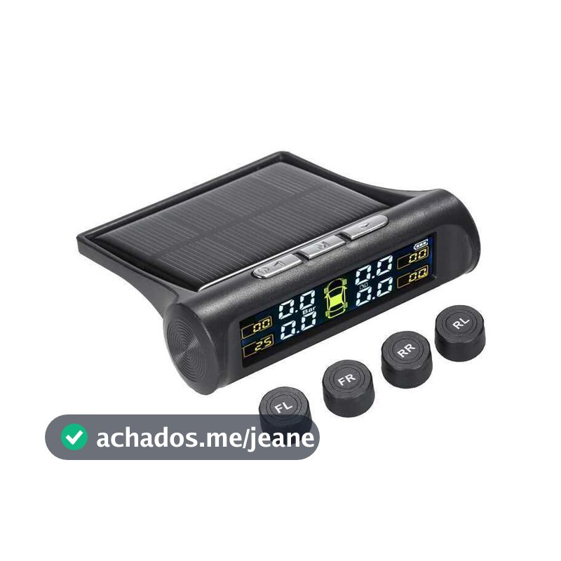 Monitor de Pressão dos Pneus TPMS Solar 4 Sensores Externos para Carro Moto