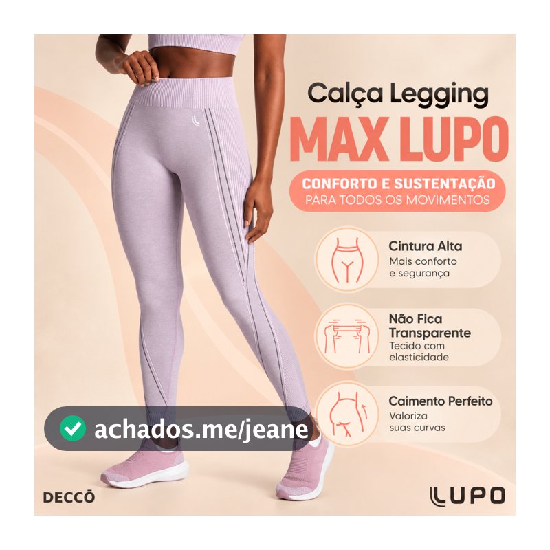 Calça Leg Legging Max Lupo Sport Tecnologia Sem Costura Seamless Dry para Treino de Alto Rendimento