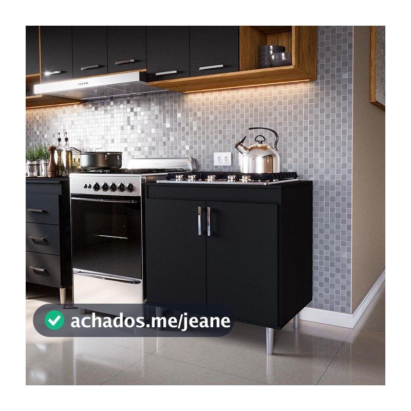 Balcão Cooktop Para 5 Bocas Turim - Movelove - MDF/MDP - 2 Puxadores Lojas Movelove