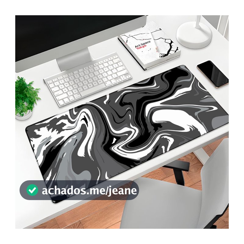 MousePad Tamanho 70X35X1MM Estampa Exclusiva Abstrata Preto e Branco