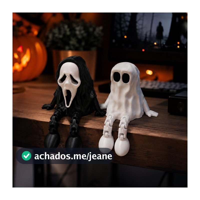 Fantasminha Ghostface Decorativo Setup Gamer Geek Enfeite Quarto Mesa PC Halloween Fofo