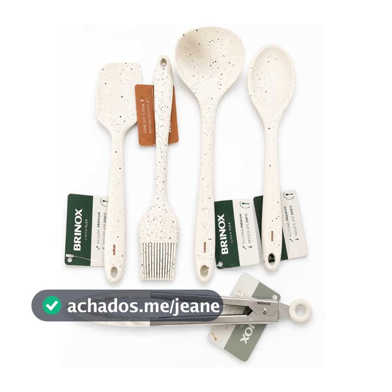 Utensílios Individuais Cozinha Silicone Premium Brinox Flex Espátula Colher Pegador Concha Pincel