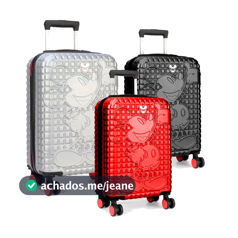 Mala de Viagem Bordo 10kg Pequena Compacta Avião Passeio Disney Mickey & Minnie Mouse 360º Linda