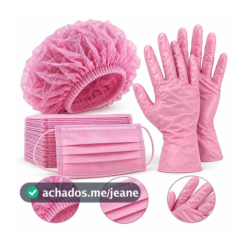 Kit Estetica 100 Luva TPE 100 Touca TNT 50 Máscara Descartável