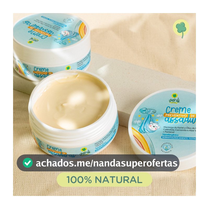 Creme Pomada Preventivo de Assaduras Pote Bisnaga Bebê Verdi Natural - Envio Imediato