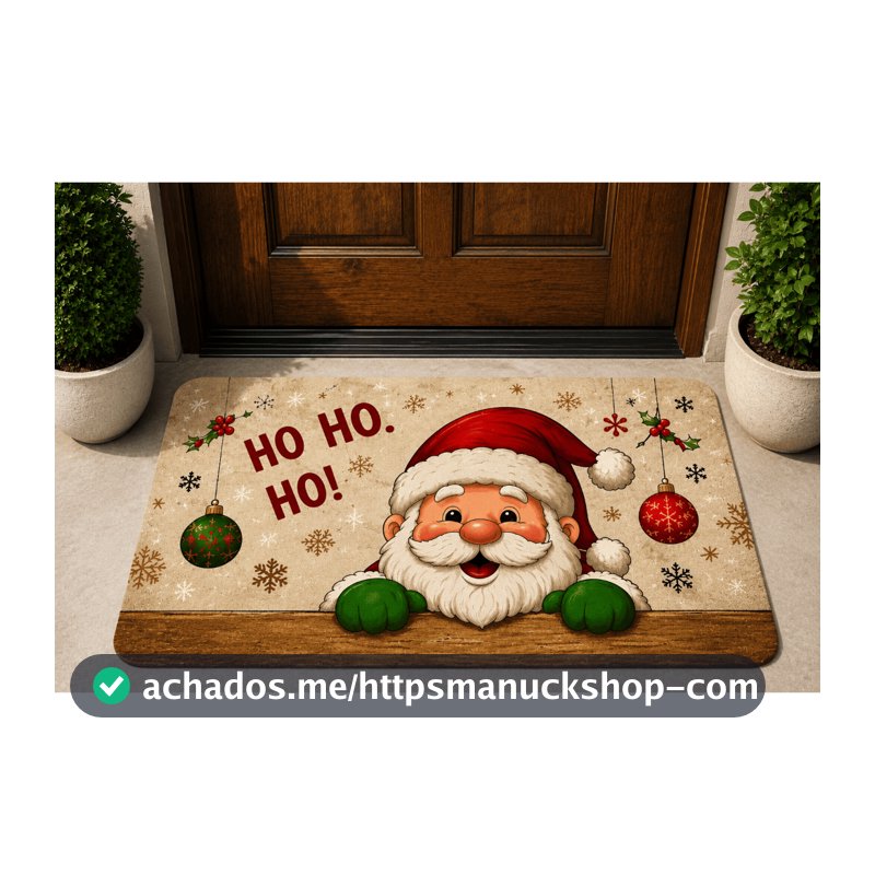 Tapete de Entrada Natal Engraçado Papai Noel Família Ama o Natal 40x60 Antiderrapante
