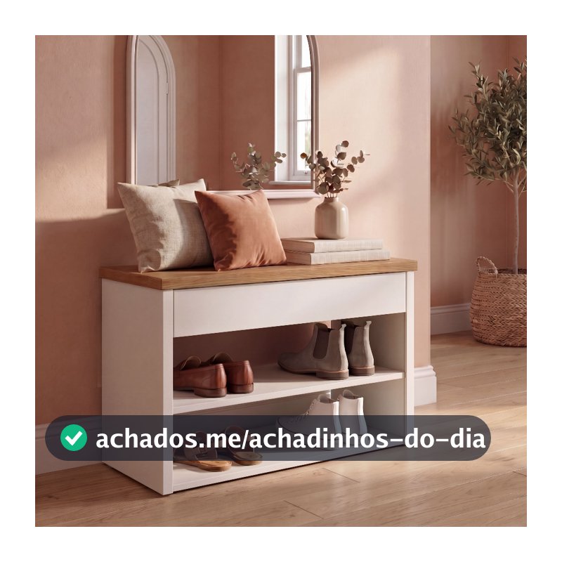 Sapateira e Banco 2 Prateleiras e Assento Hall - Várias Cores