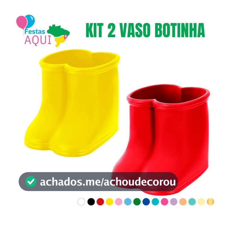 Kit 2 Vaso Botinha 15 Cm - Várias Cores