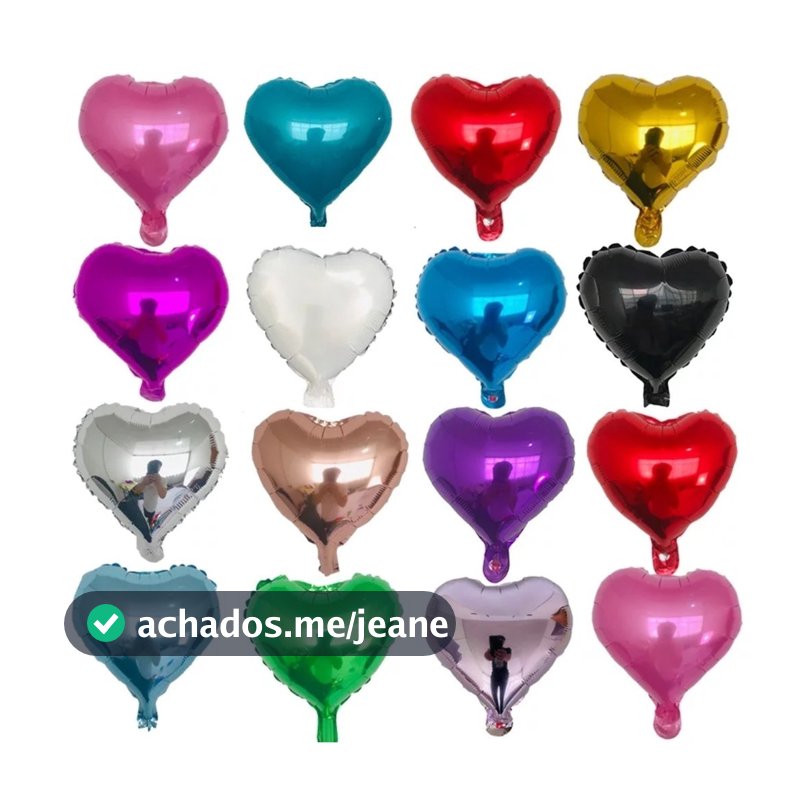 Kit 50 Balão Metalizado Coração 22 cm
