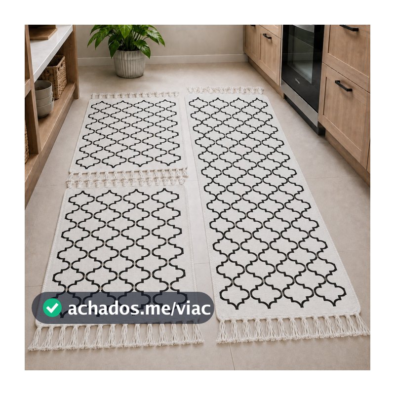 Kit Passadeira Cozinha 3 Peças Jogo Tapete Geométrico Decoração Casa Excelente Qualidade Tecido