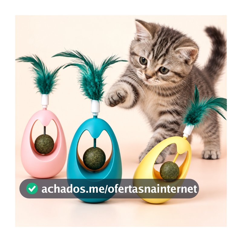 Brinquedo para Gatos João Bobo com Bola de Catnip e Pena Interativo