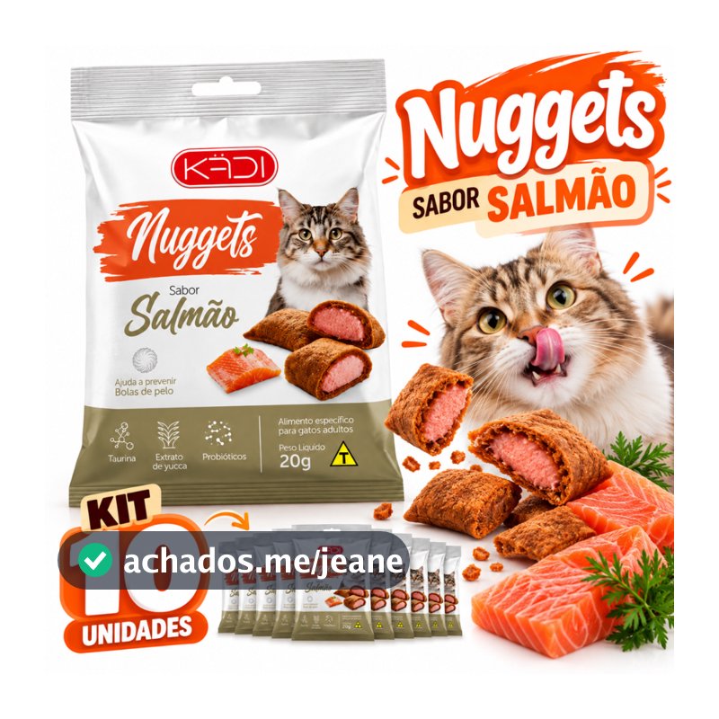 Petisco Para Gato Nuggets Salmão 20g Extrato de Yucca