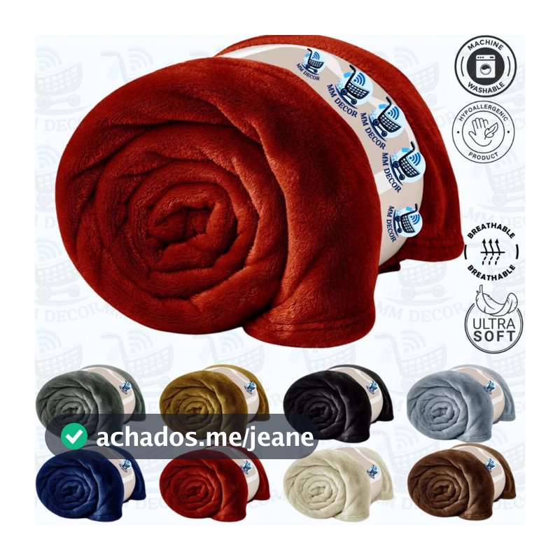 Manta Cobertor 2,00m x 1,8m Casal Microfibra Fleece Lisa