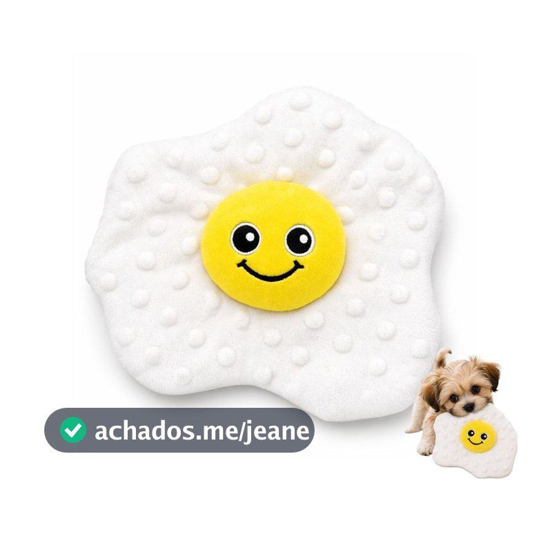 Brinquedo para Pet em Pelúcia Ovo Frito Macio para Cães e Gatos